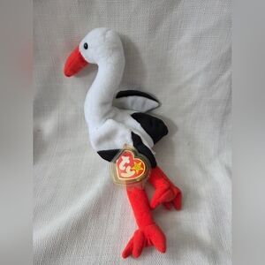 Vintage Retired Ty Beanie Baby STILTS THE STORK, 1999 MWT Stuffed Animal Toy